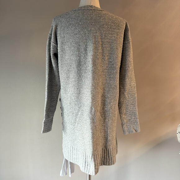 Free People heart it lace up side cozy sweater deep V oversized XS gray - Picture 6 of 15